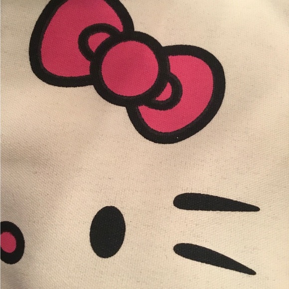🆕 🩷🖤🩷 Canvas Tote / Hello Kitty Print / Two Black Straps / Zipper / HotPink - Picture 2 of 14